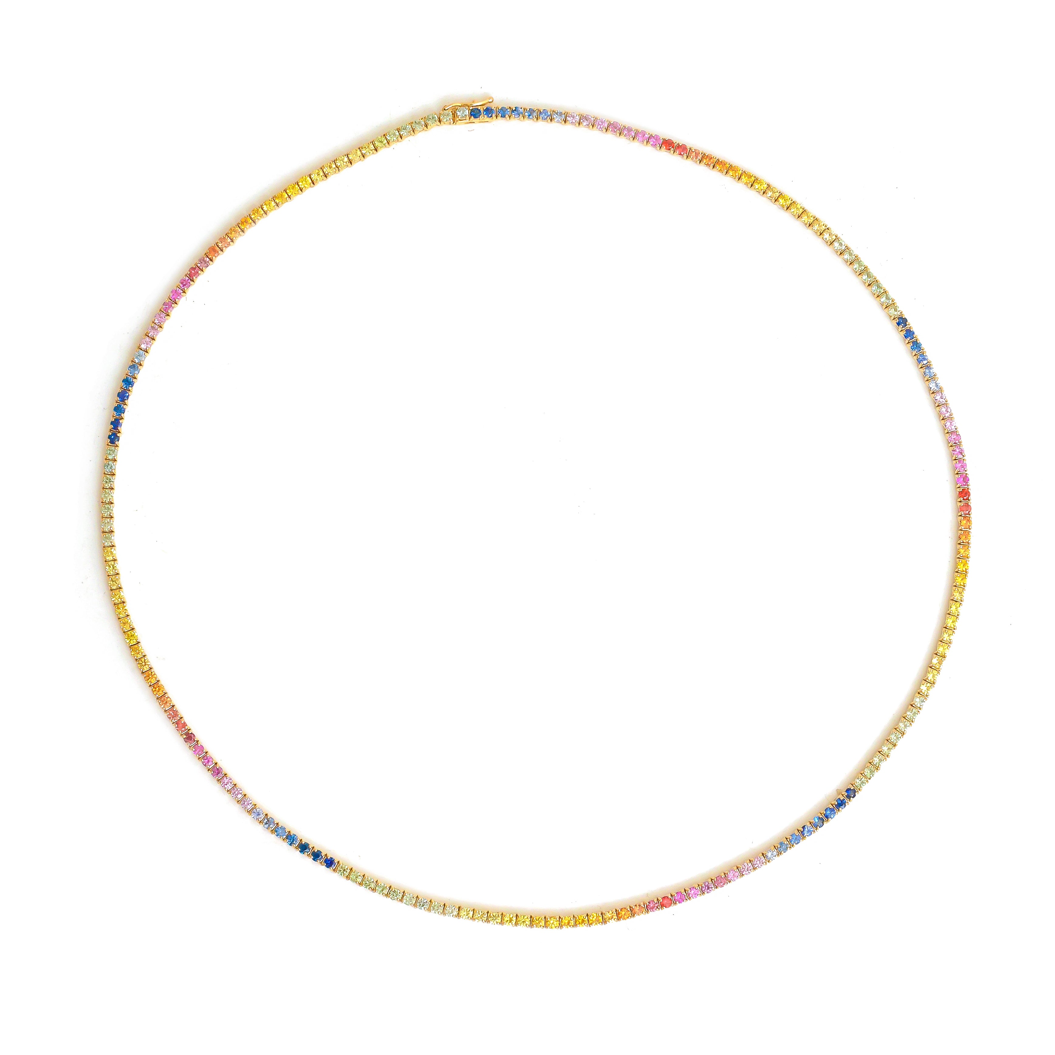 JPNC-724/9984 Rainbow Sapphire Necklace | 14K