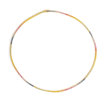 JPNC-724/9984 Rainbow Sapphire Necklace | 14K