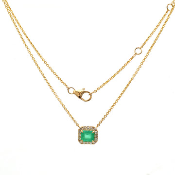 JPNC-726/10043 Colombian Emerald Diamond Necklace | 18K
