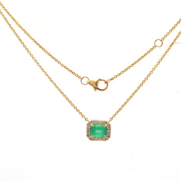 JPNC-727/10044 Colombian Emerald Diamond Necklace | 18K