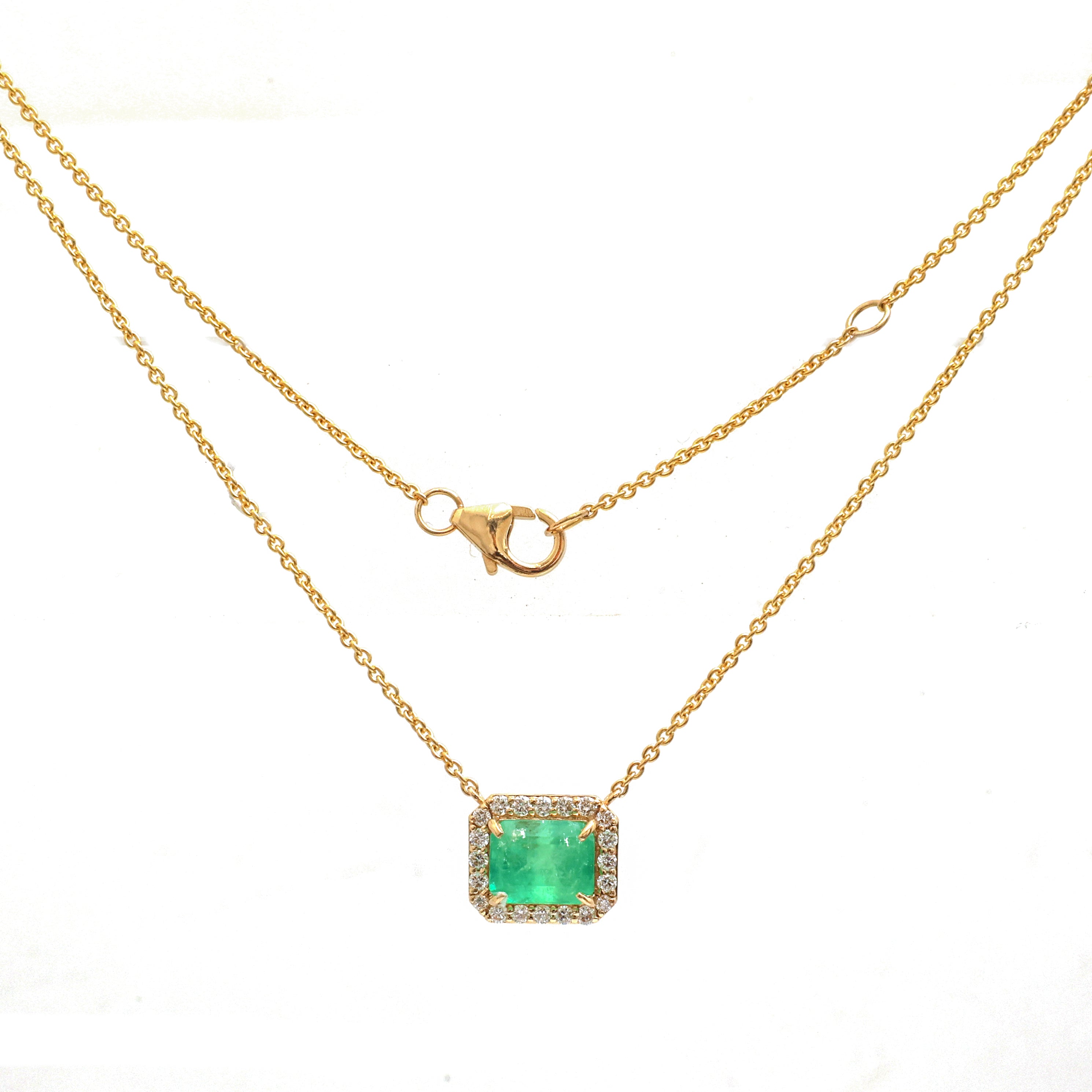 JPNC-728/10045 Colombian Emerald Diamond Necklace | 18K