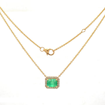 JPNC-728/10045 Colombian Emerald Diamond Necklace | 18K