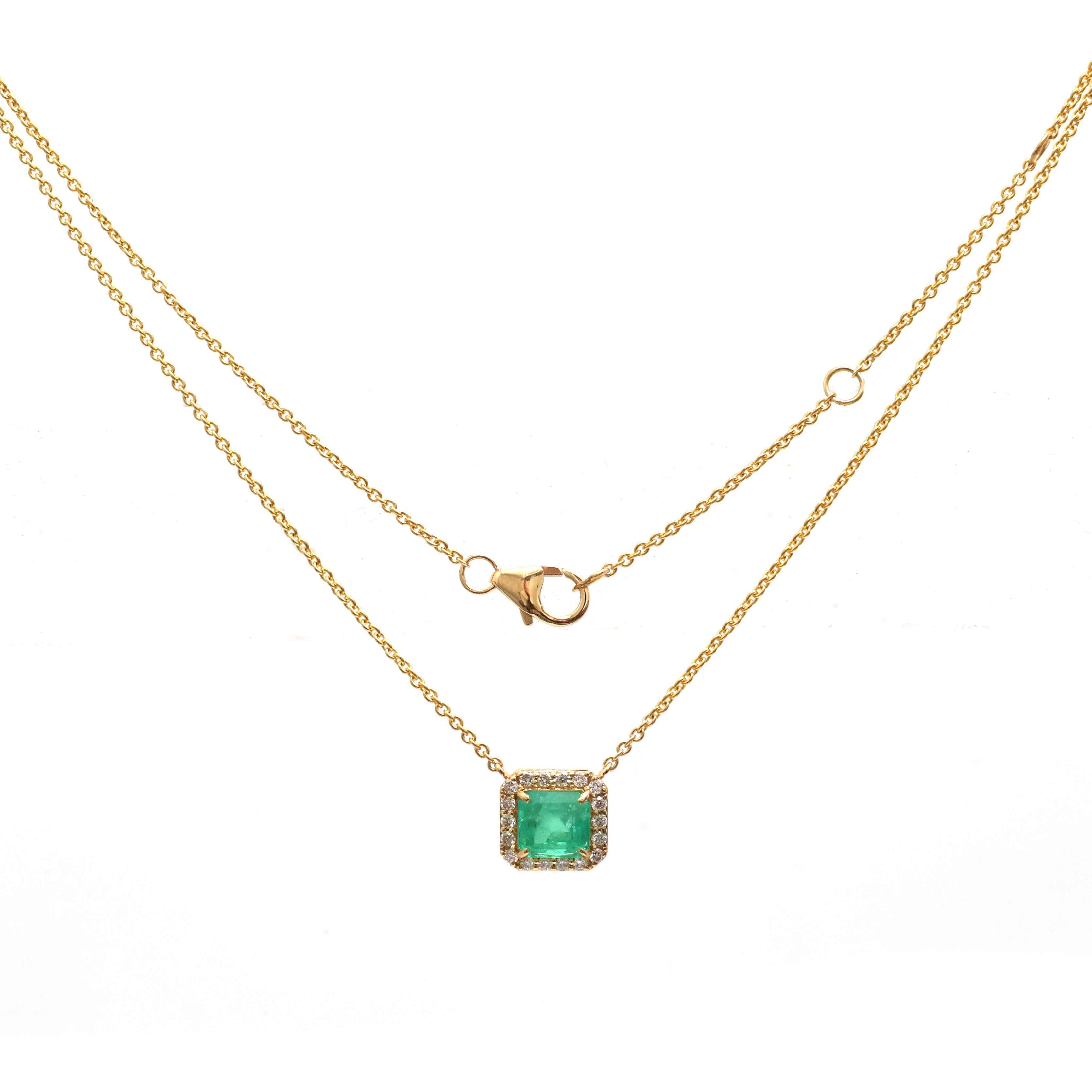 JPNC-729/10046 Colombian Emerald Diamond Necklace | 18K