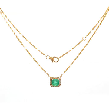 JPNC-729/10046 Colombian Emerald Diamond Necklace | 18K