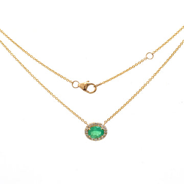 JPNC-731/10048 Colombian Emerald Diamond Necklace | 18K
