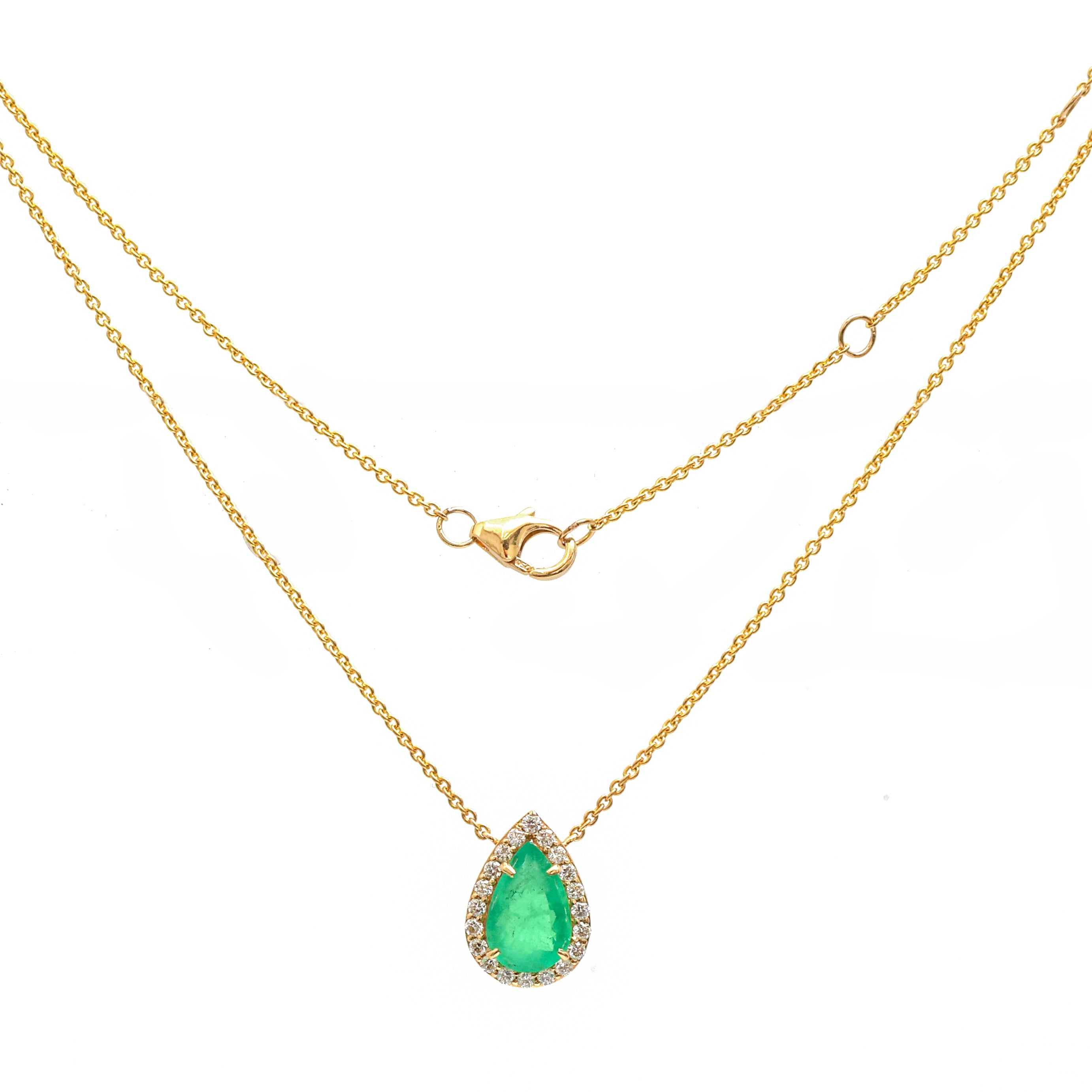 JPNC-732/10049 Colombian Emerald Diamond Necklace | 18K