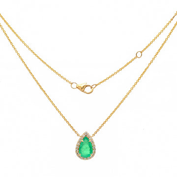 JPNC-732/10049 Colombian Emerald Diamond Necklace | 18K