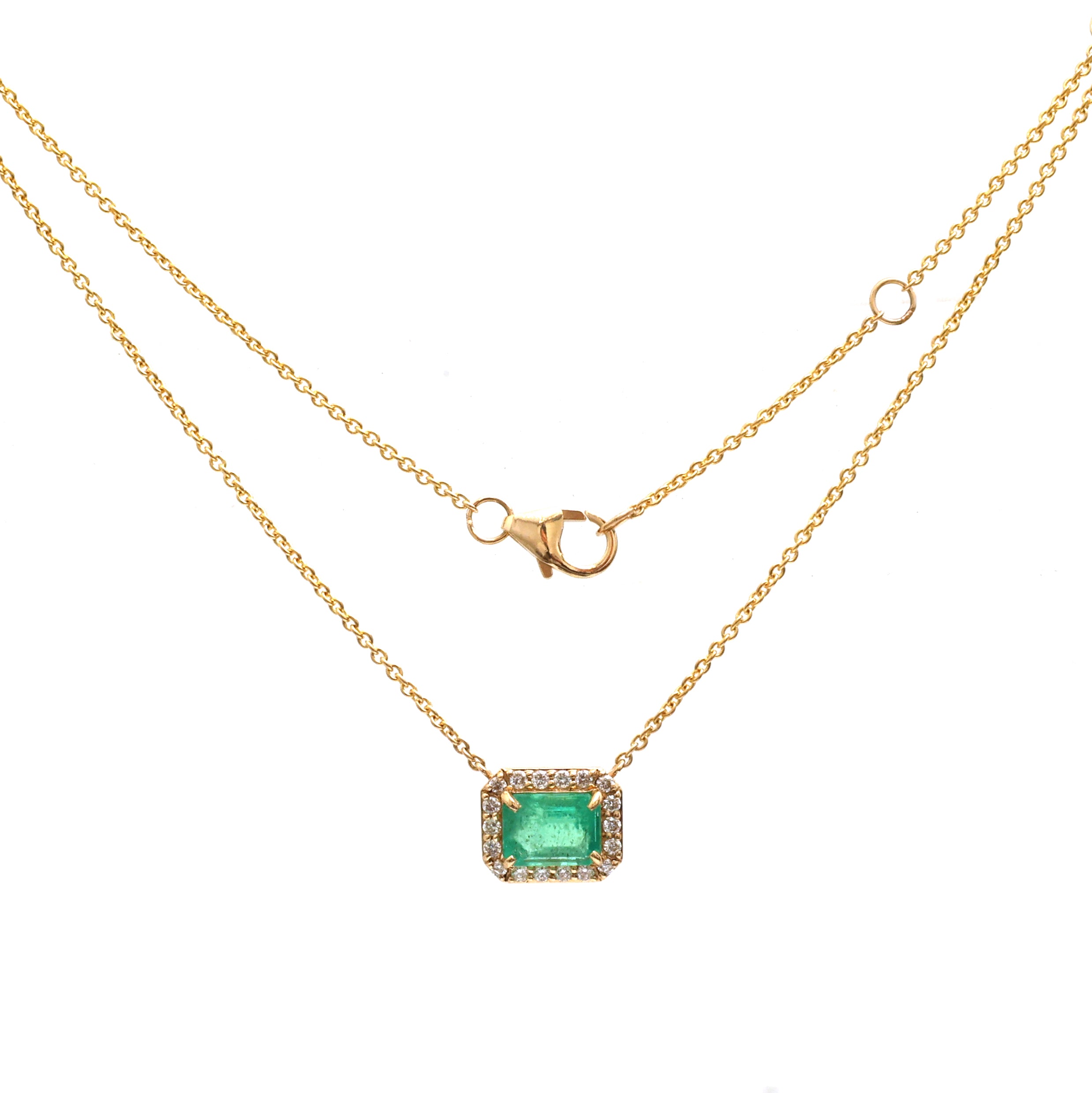 JPNC-735/10052 Colombian Emerald Diamond Necklace | 18K