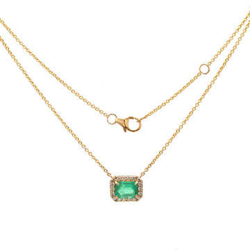 JPNC-735/10052 Colombian Emerald Diamond Necklace | 18K