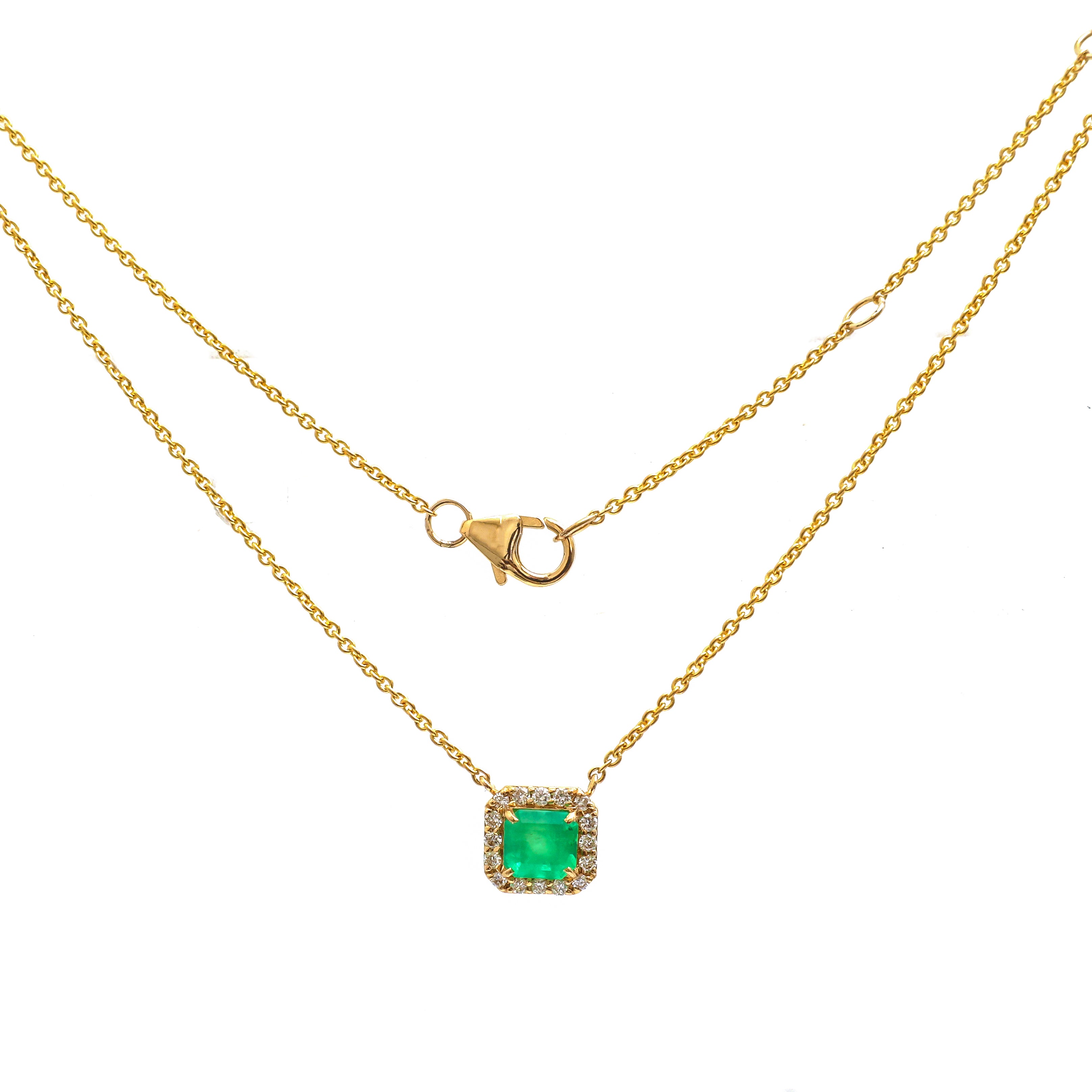 JPNC-736/10053 Colombian Emerald Diamond Necklace | 18K