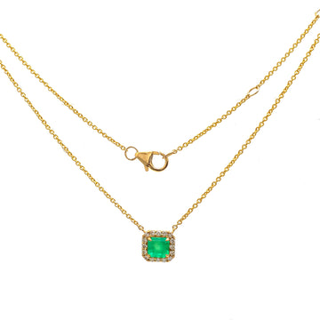 JPNC-736/10053 Colombian Emerald Diamond Necklace | 18K