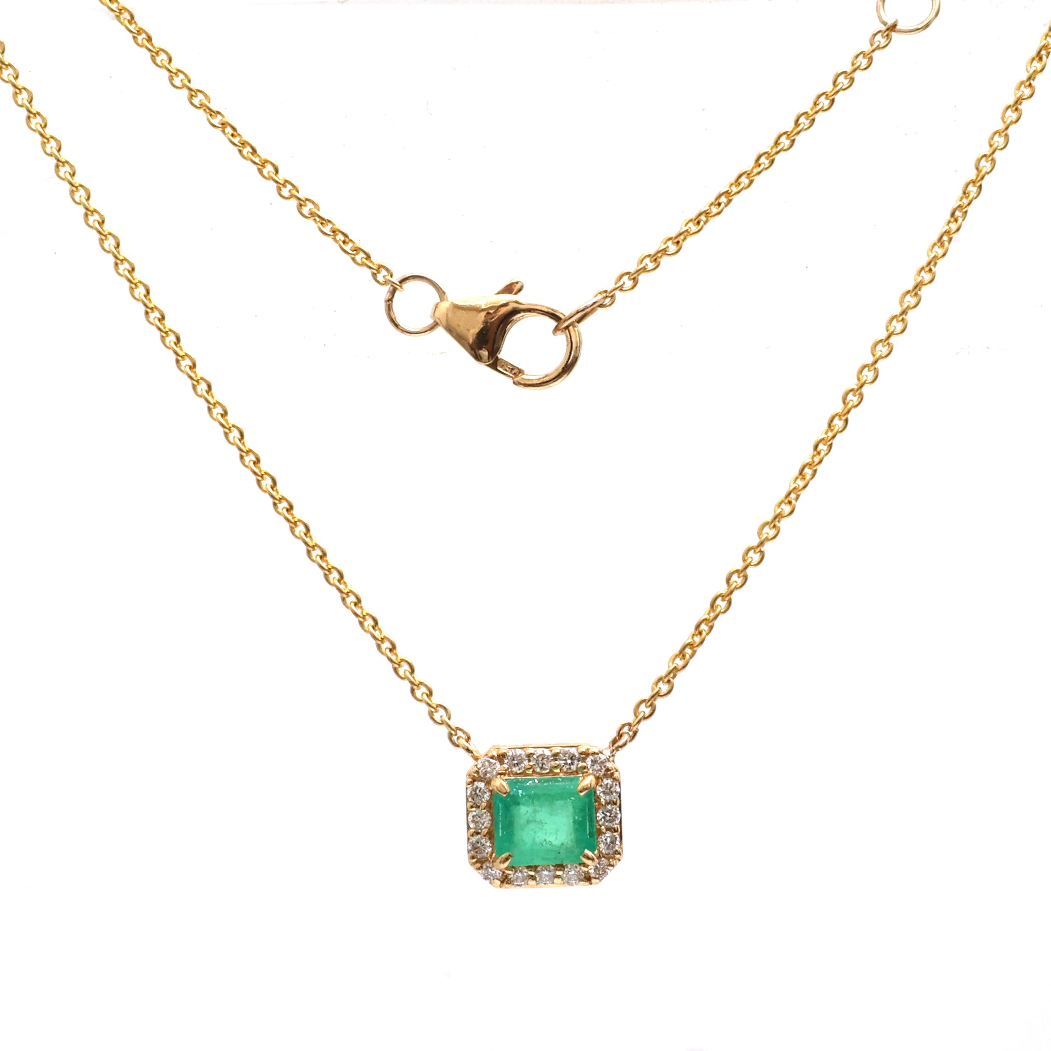 JPNC-737/10054 Colombian Emerald Diamond Necklace | 18K