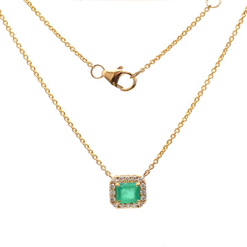 JPNC-737/10054 Colombian Emerald Diamond Necklace | 18K