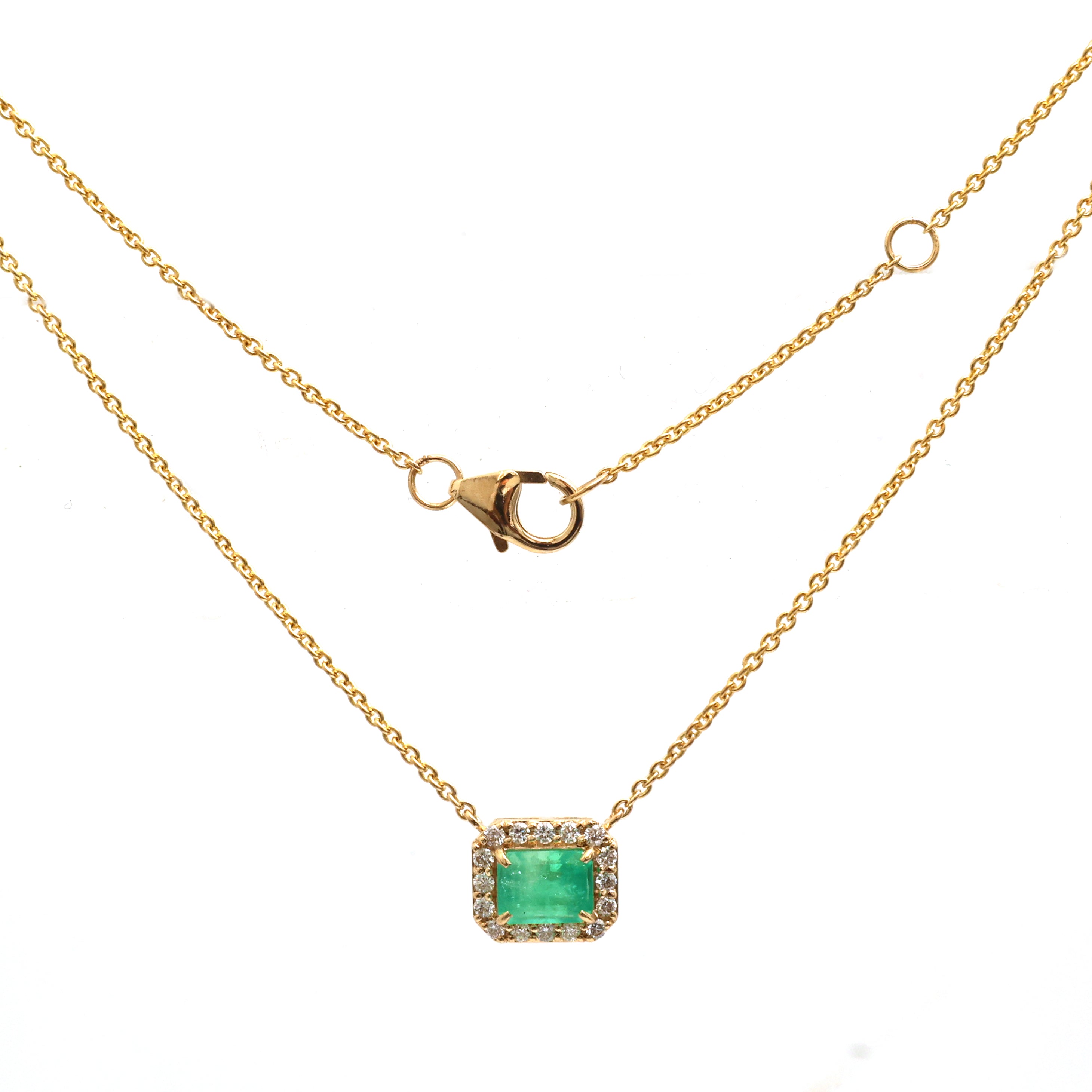 JPNC-739/10056 Colombian Emerald Diamond Necklace | 18K