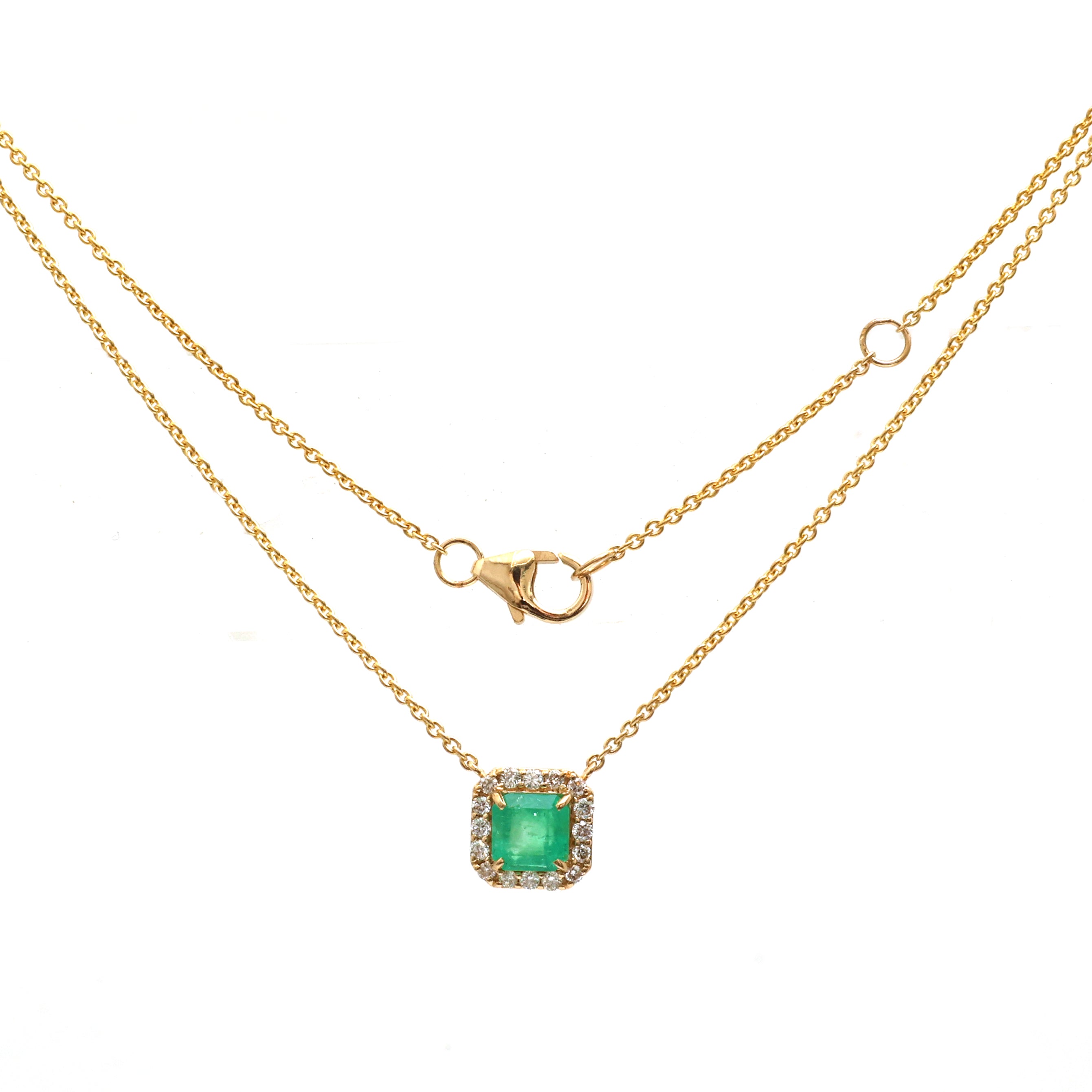 JPNC-741/10058 Colombian Emerald Diamond Necklace | 18K