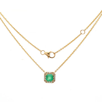 JPNC-741/10058 Colombian Emerald Diamond Necklace | 18K