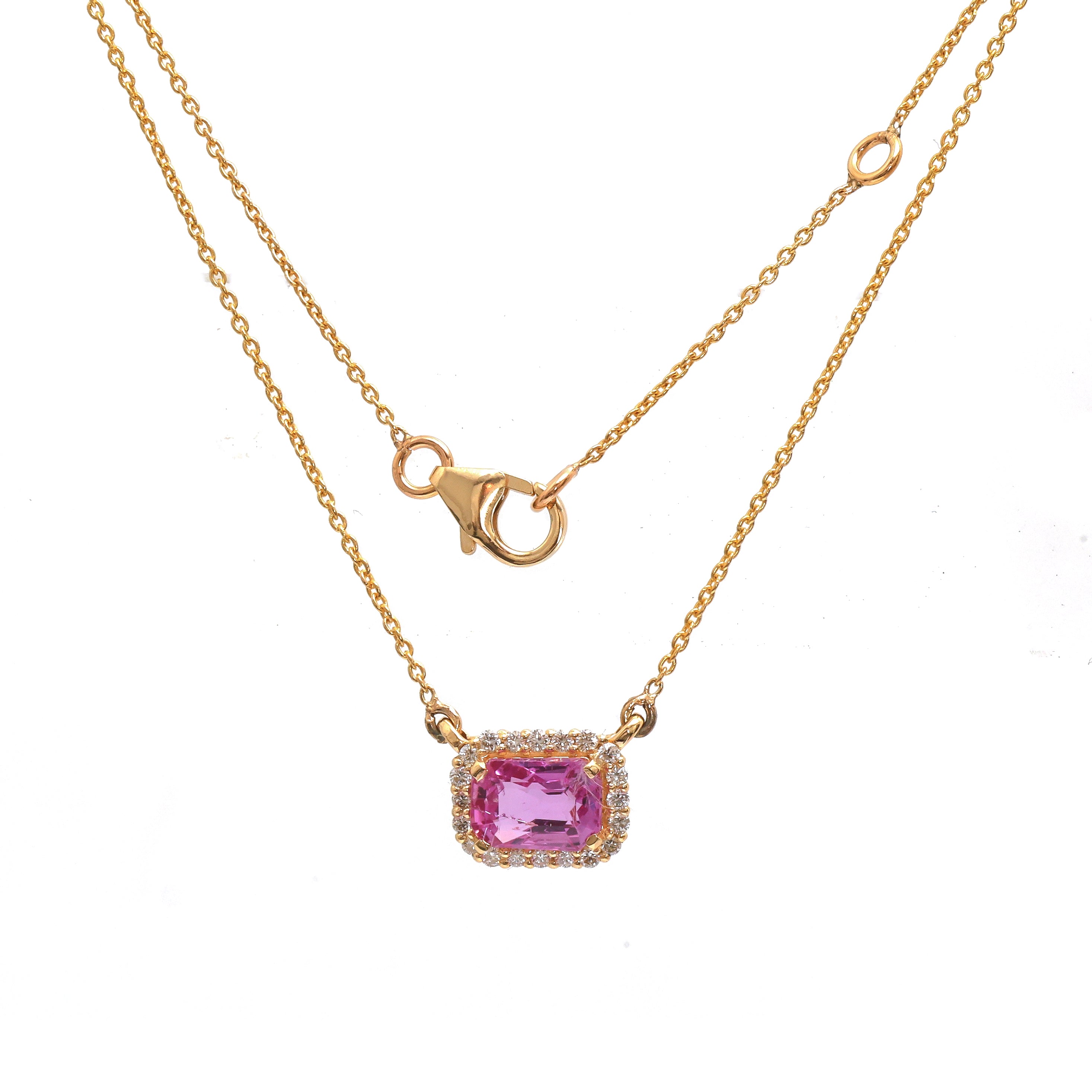 JPNC-748/10066 Pink Sapphire Diamond Necklace | 18K