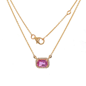 JPNC-748/10066 Pink Sapphire Diamond Necklace | 18K