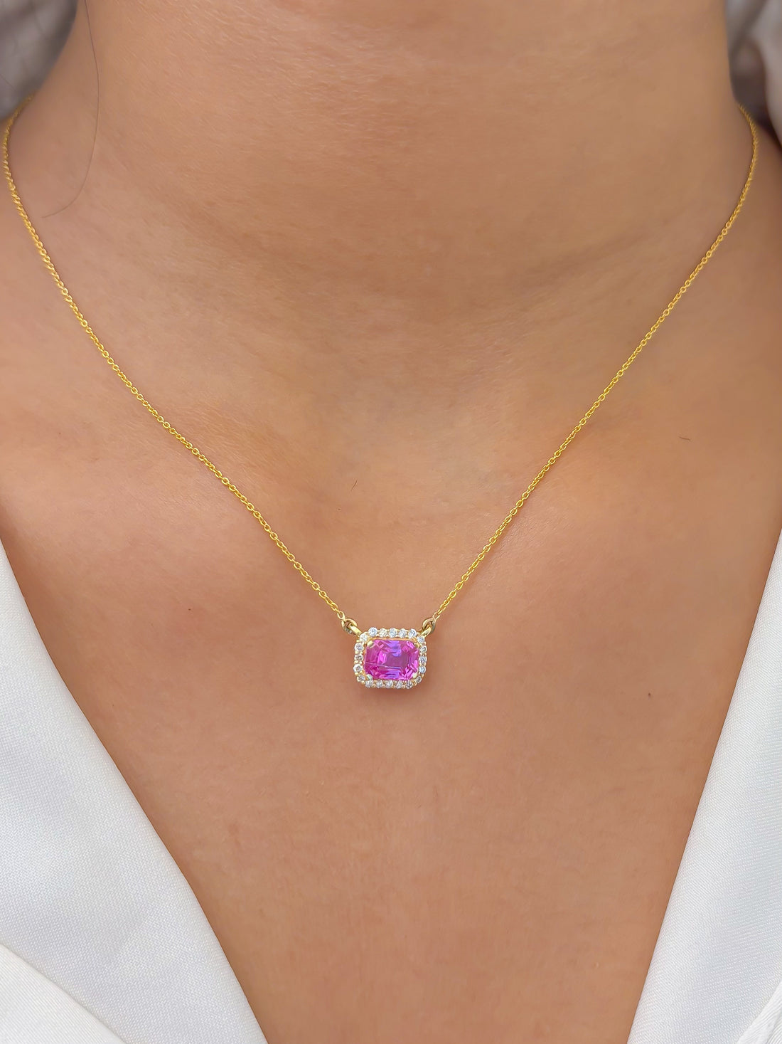 JPNC-749/10067 Pink Sapphire Diamond Necklace | 18K