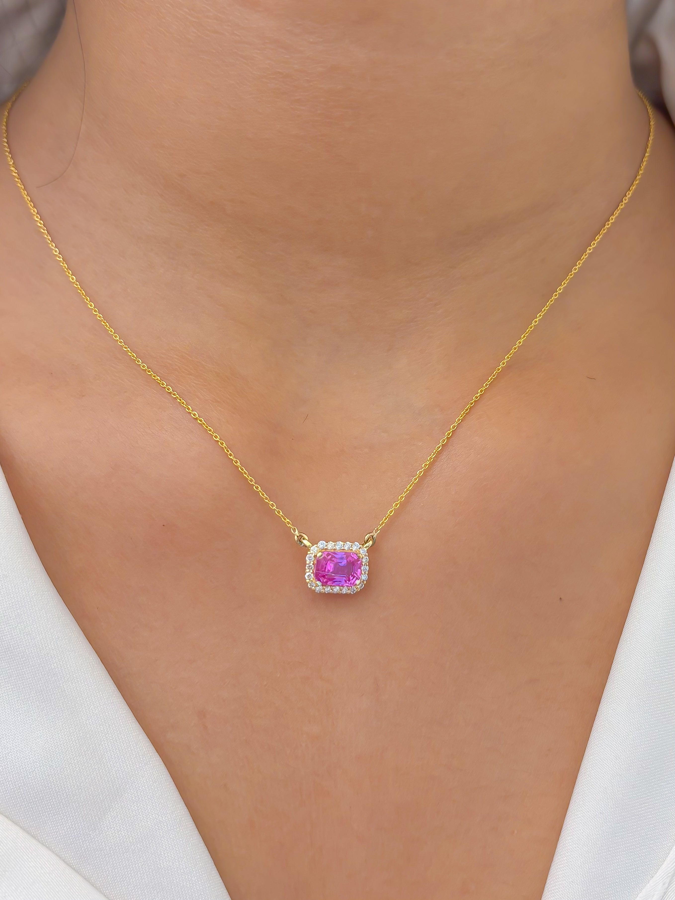 JPNC-749/10067 Pink Sapphire Diamond Necklace | 18K