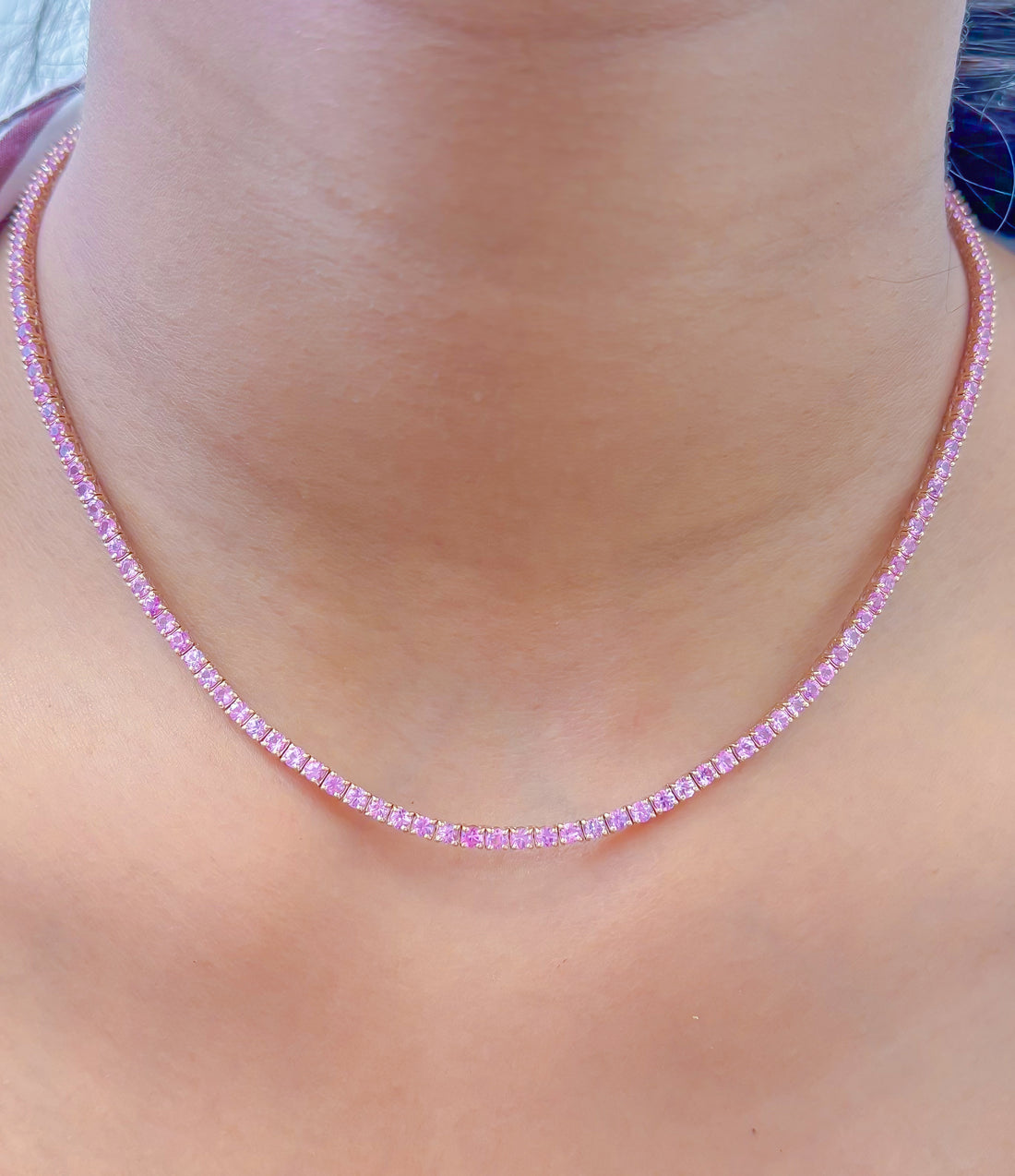 JPNC-757/10115 Diamond Pink Sapphire Necklace | 14K