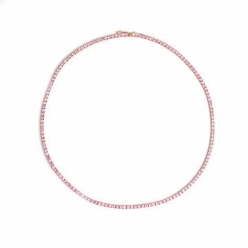 JPNC-757/10115 Diamond Pink Sapphire Necklace | 14K