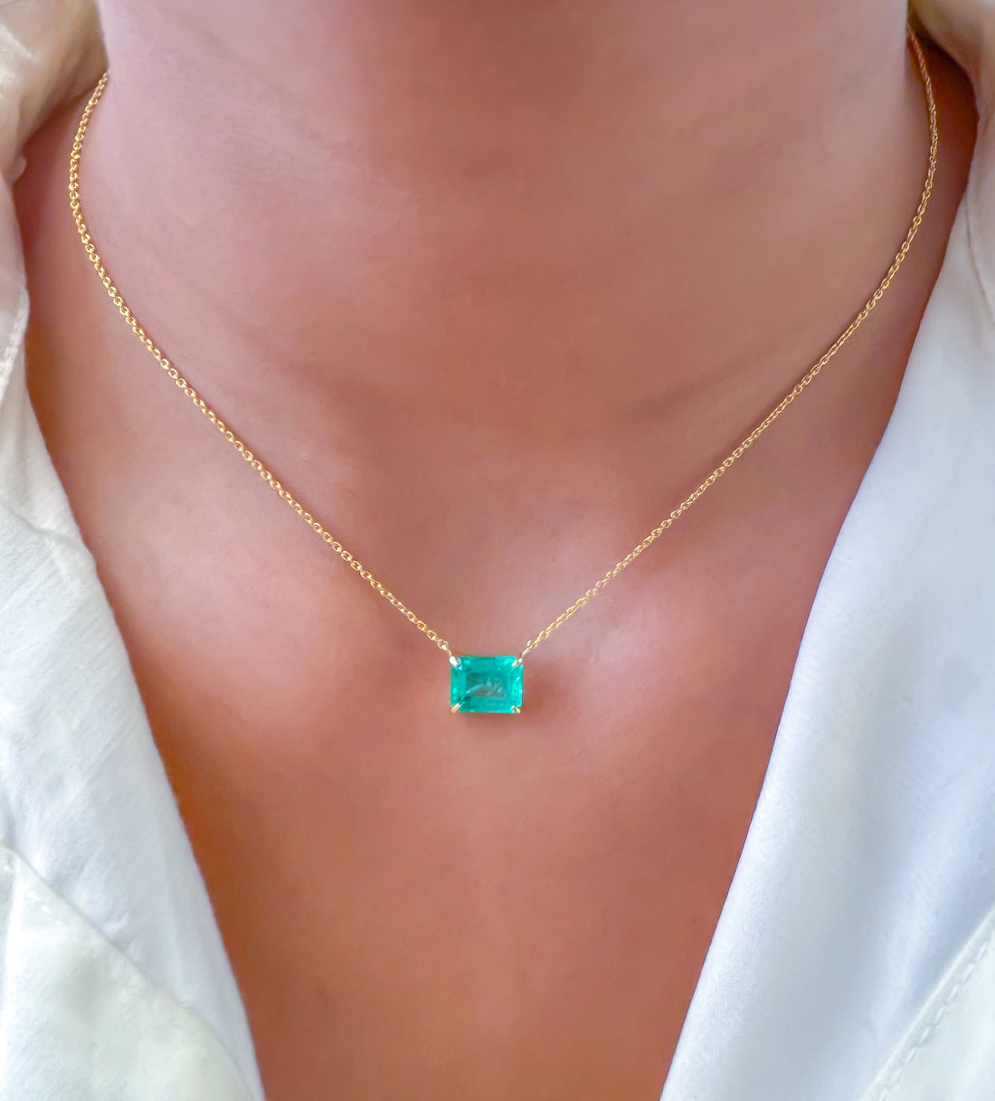 JPNC-763/10174 Colombian Emerald Necklace | 18K