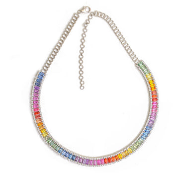 JPNC-764/10182 Rainbow Sapphire Diamond Necklace | 18K