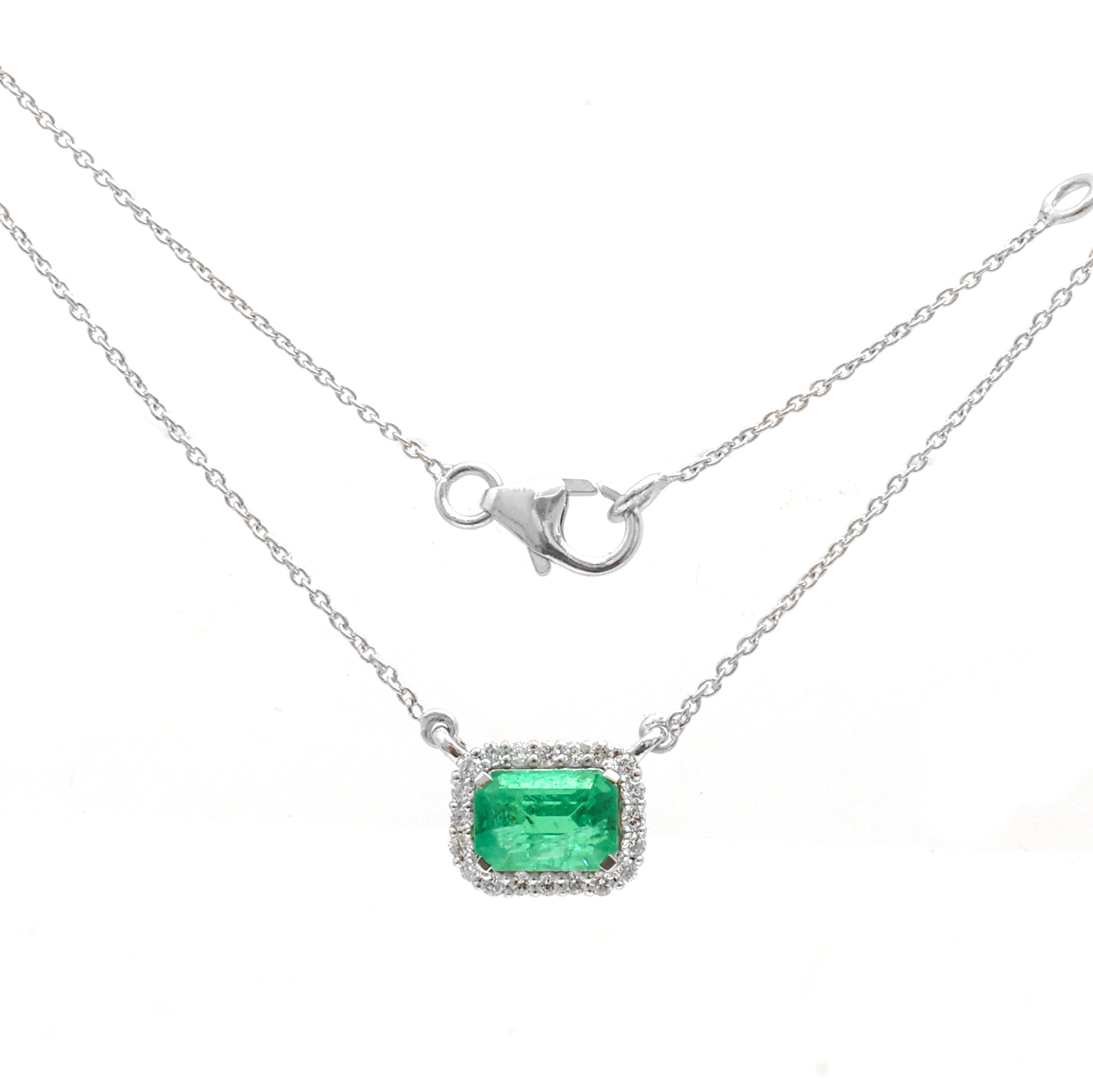 JPNC-769/10371 Emerald Diamond Necklace | 18K