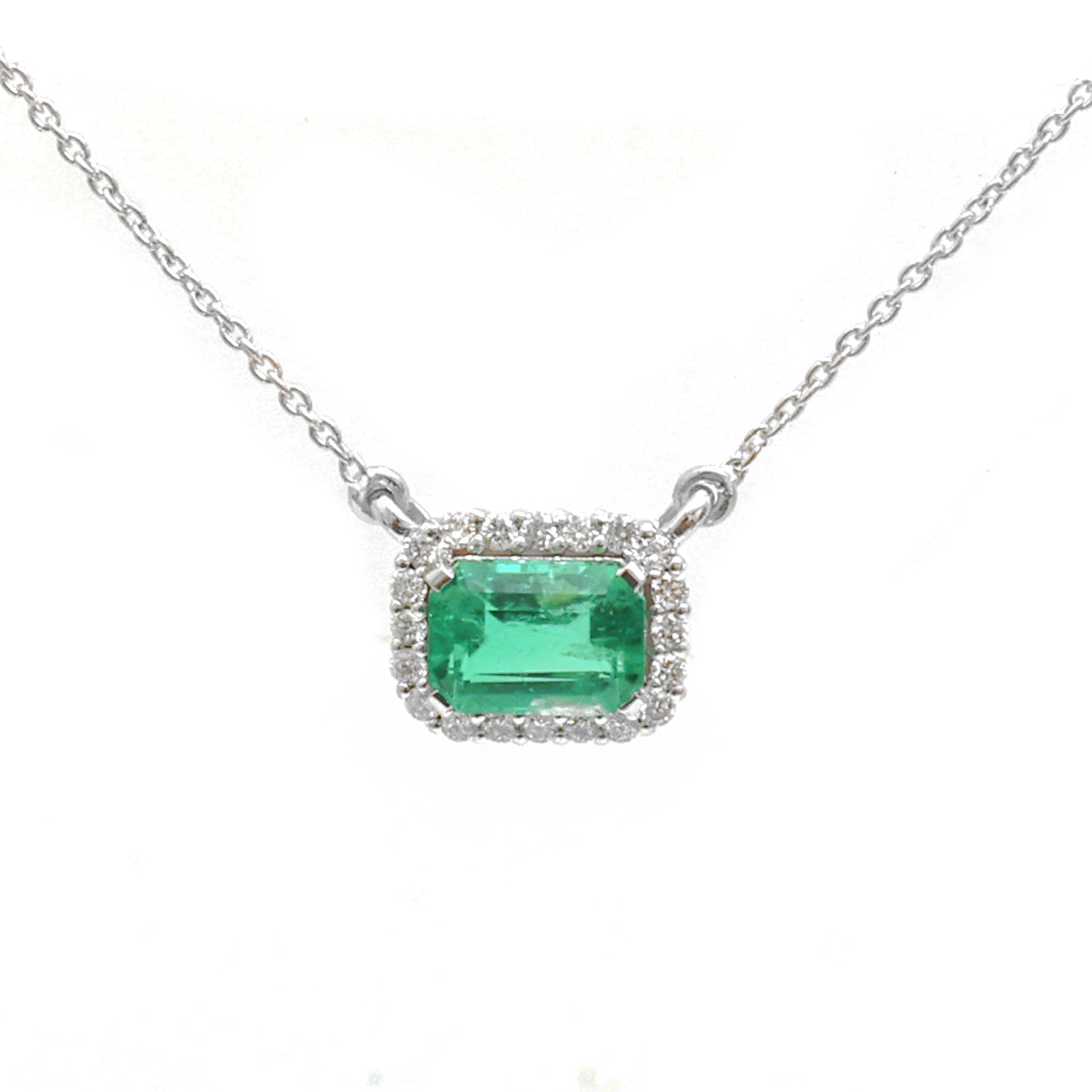 JPNC-770/10372 Emerald Diamond Necklace | 18K