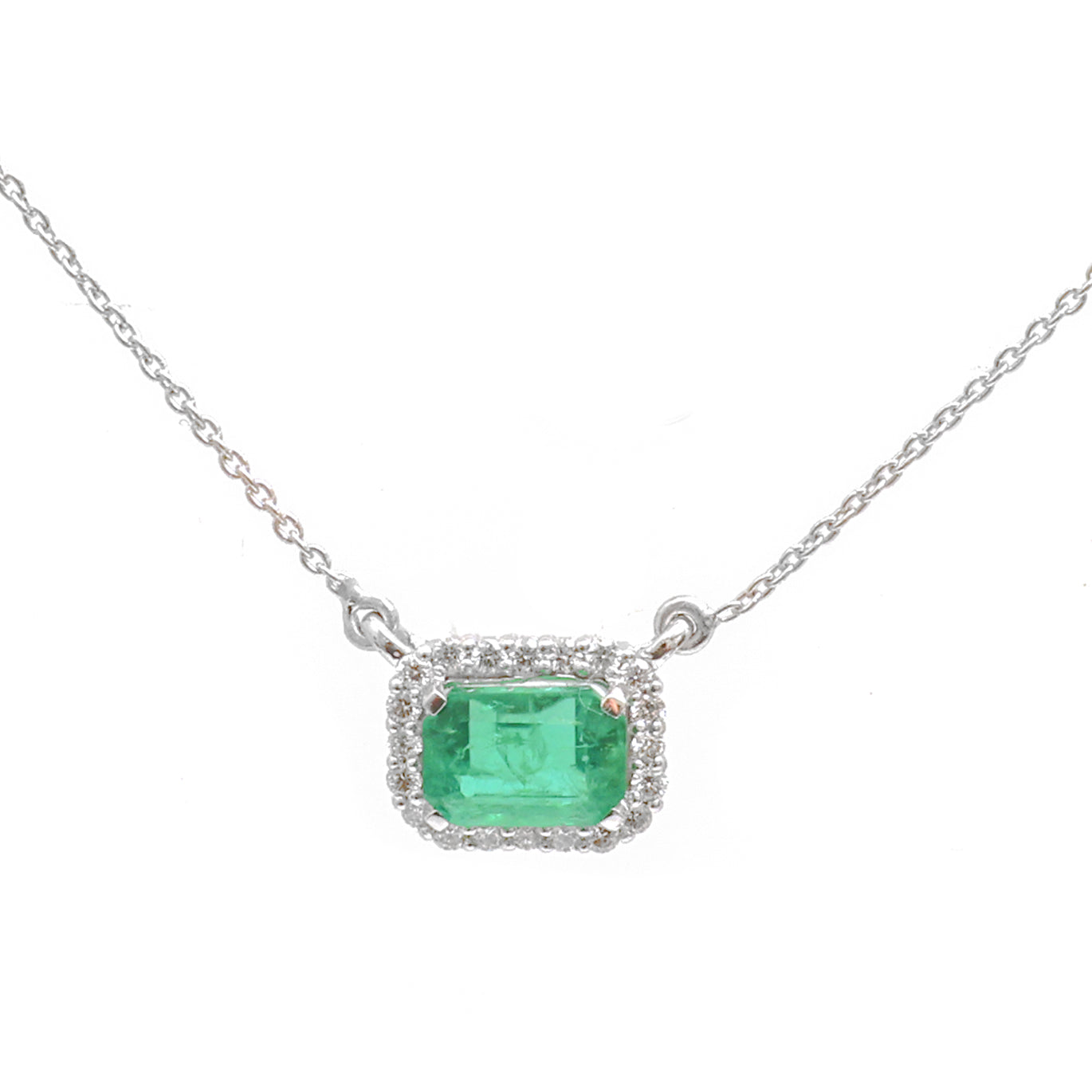 JPNC-771/10373 Emerald Diamond Necklace | 18K