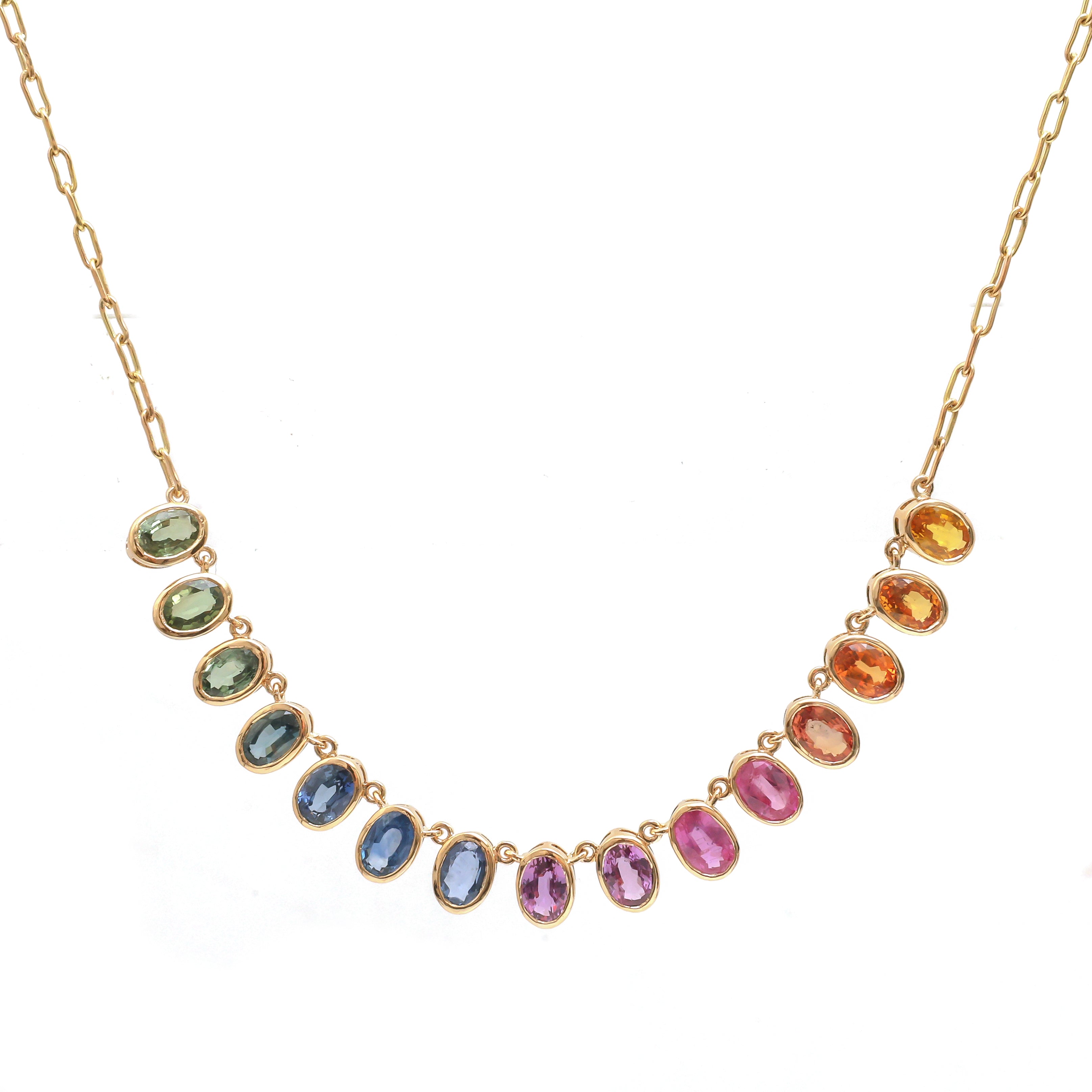 JPNC-772/10403 Rainbow Sapphire Necklace | 14K