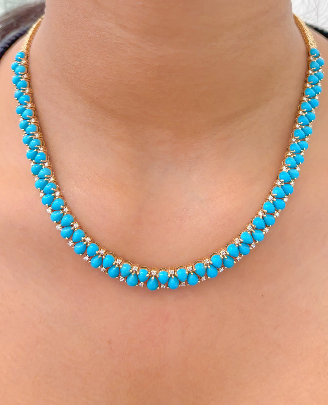 JPNC-775/10416 Turquoise Diamond Necklace | 14K