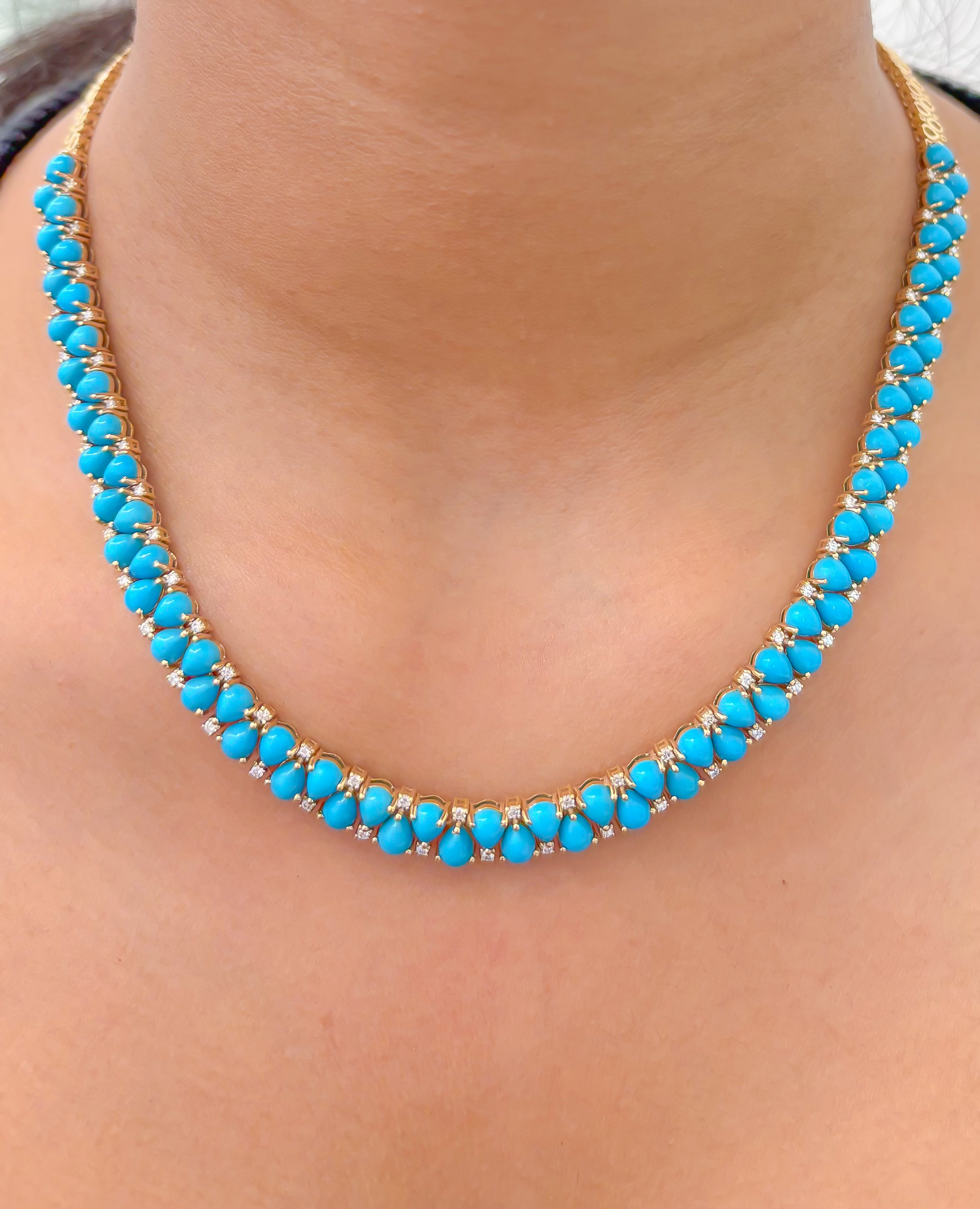 JPNC-775/10416 Turquoise Diamond Necklace | 14K