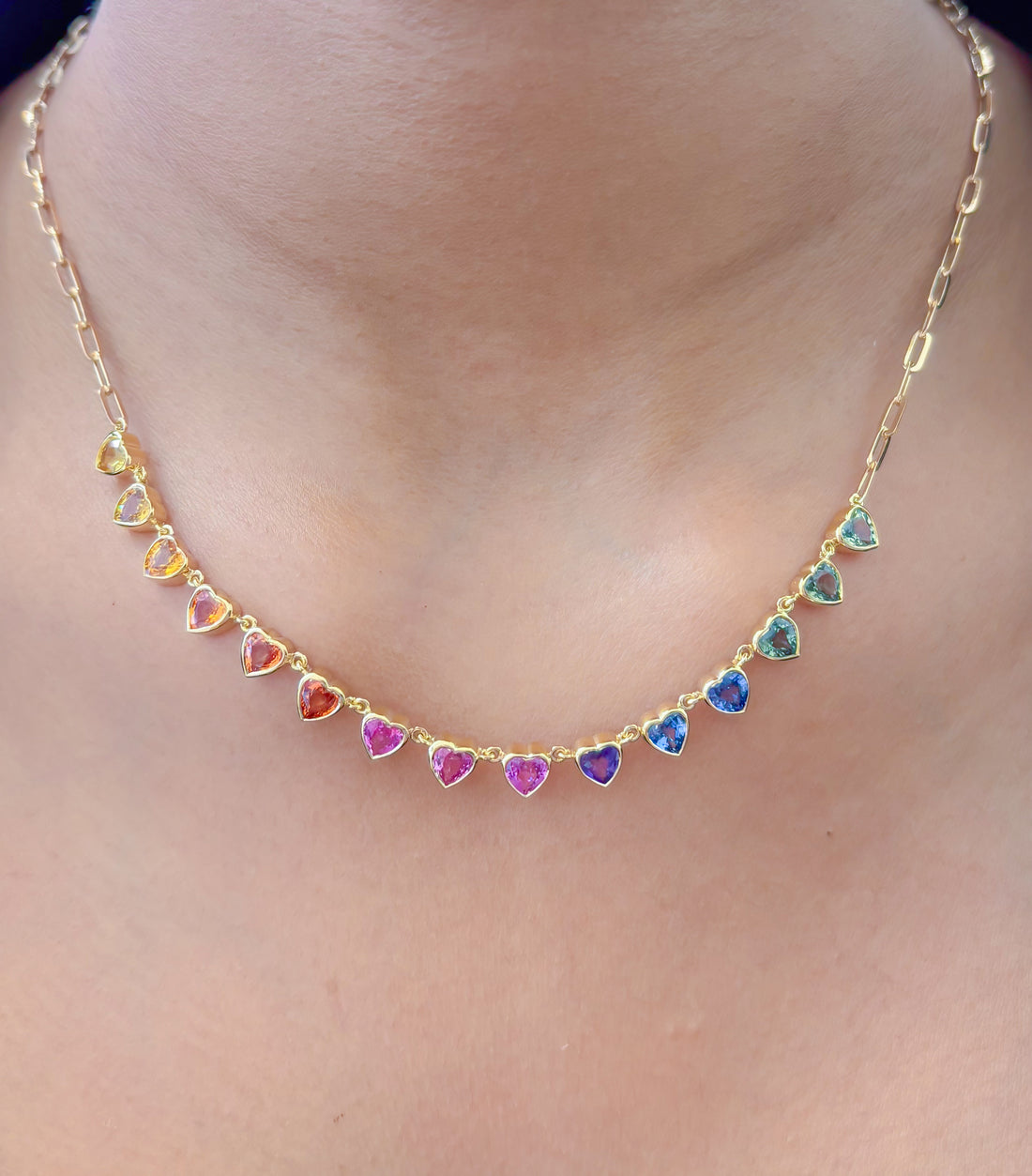JPNC-788/10677 Rainbow Sapphire Necklace | 18K