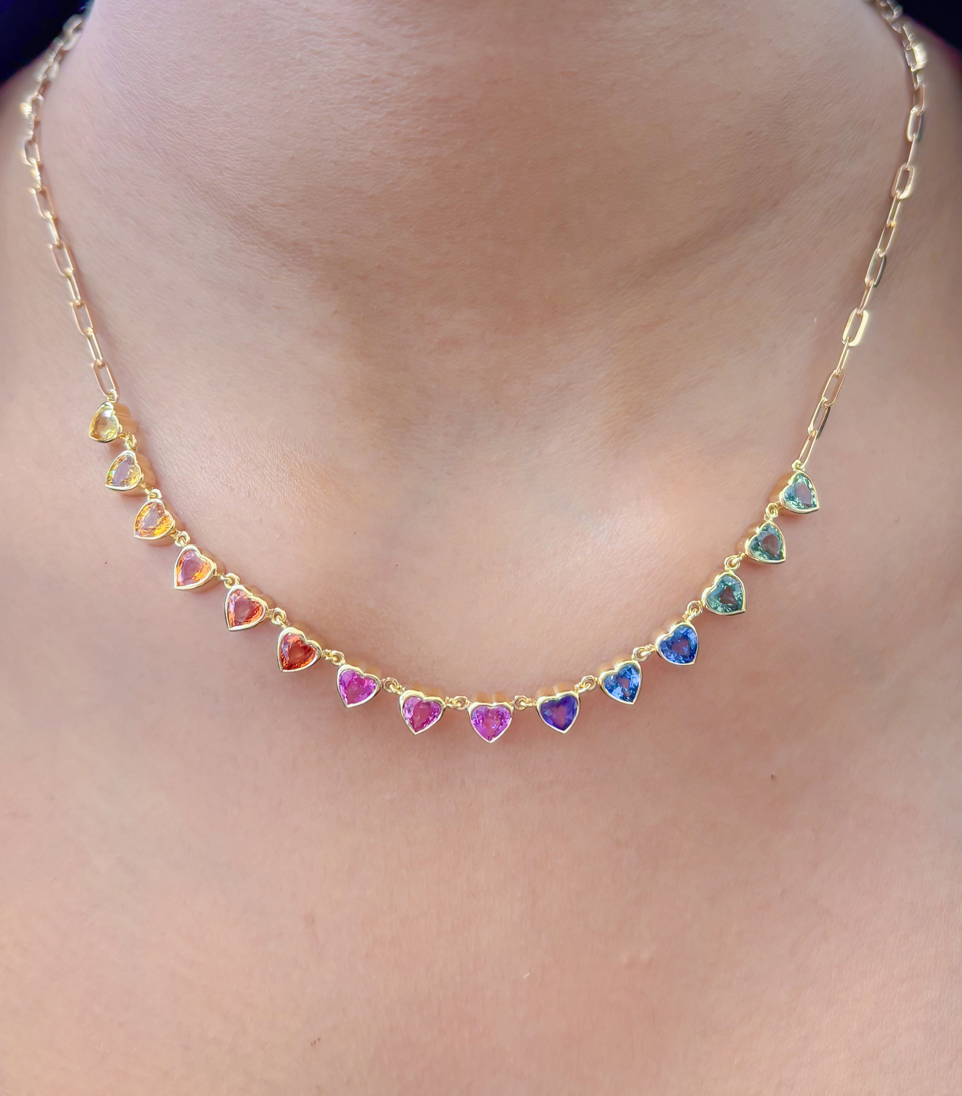 JPNC-788/10677 Rainbow Sapphire Necklace | 18K