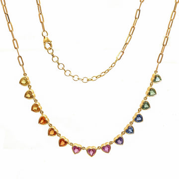 JPNC-788/10677 Rainbow Sapphire Necklace | 18K