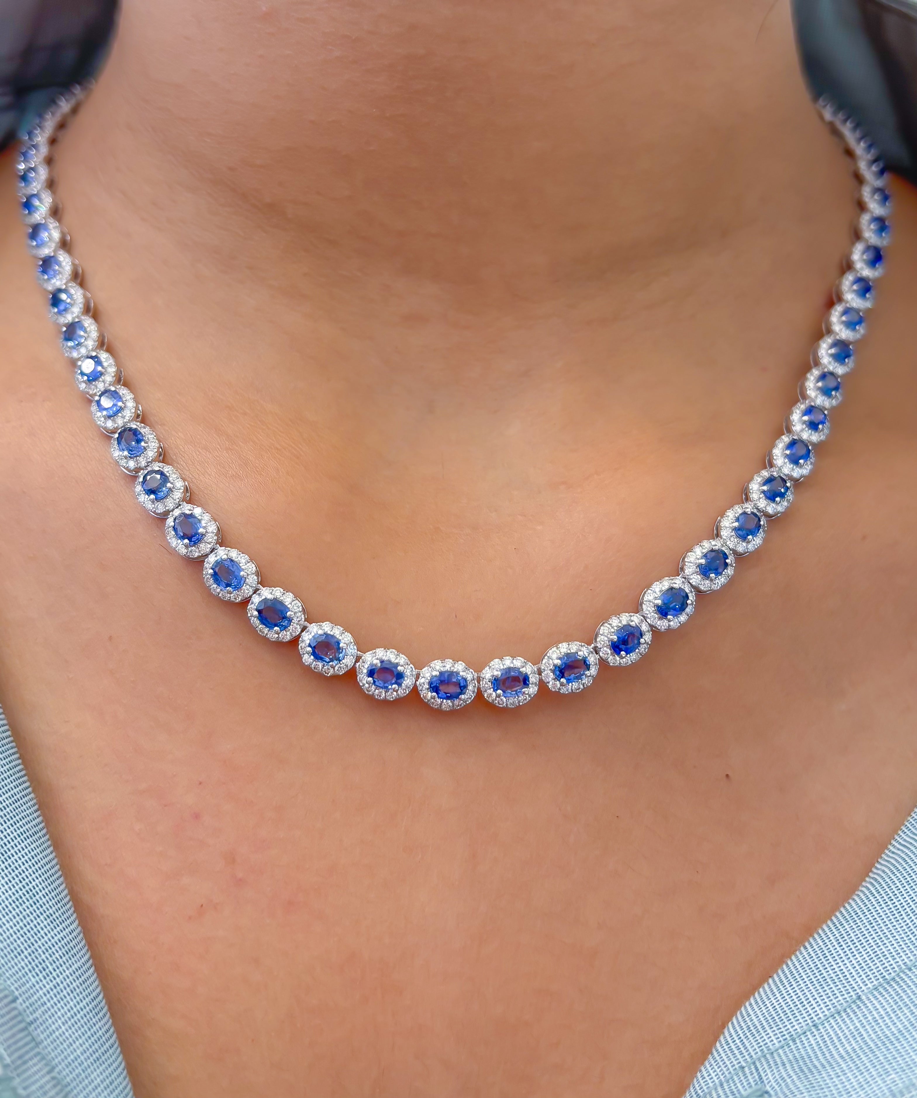 JPNC-812/11205 Blue Sapphire Diamond Necklace | 18K