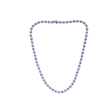 JPNC-812/11205 Blue Sapphire Diamond Necklace | 18K