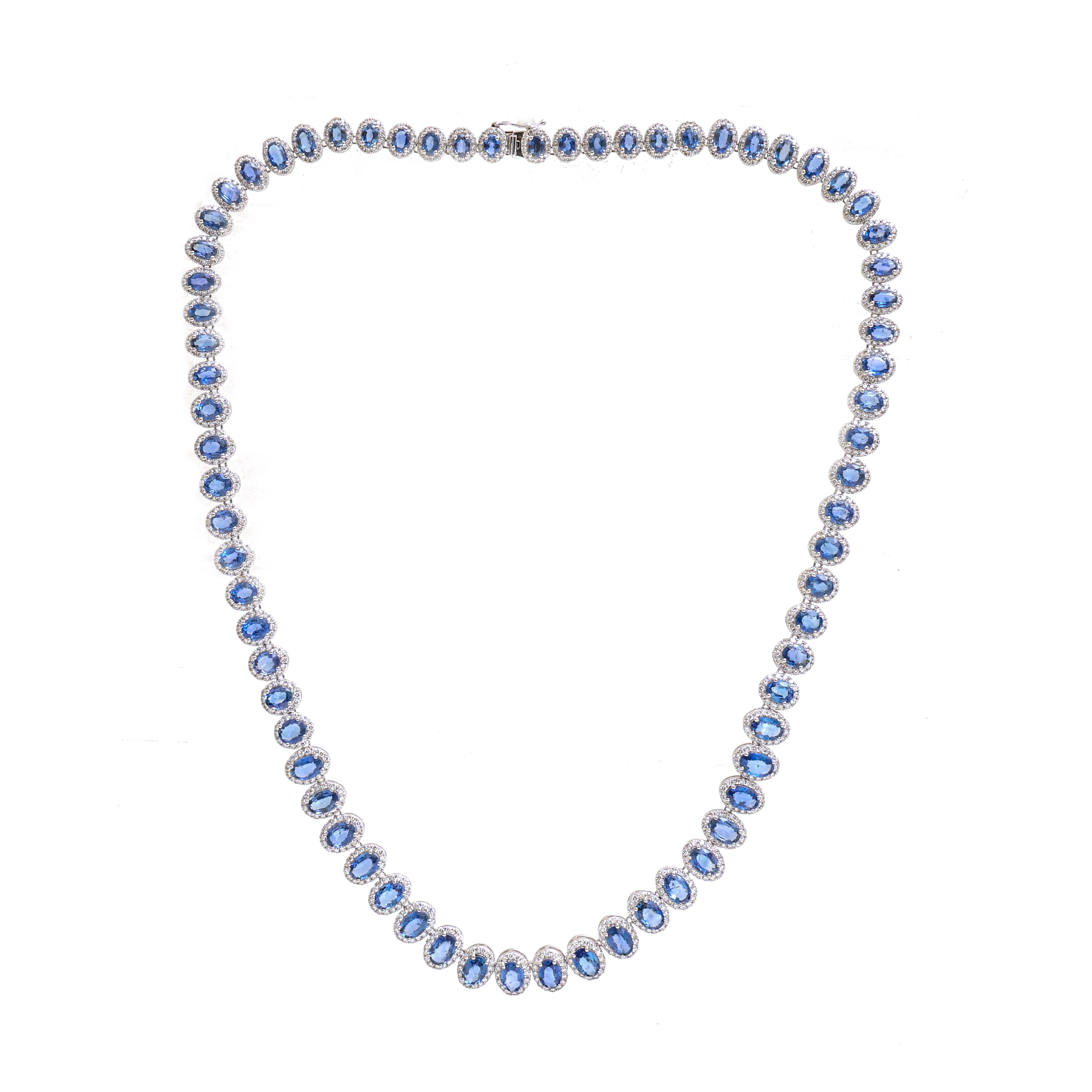 JPNC-813/11206 Blue Sapphire Diamond Necklace | 18K
