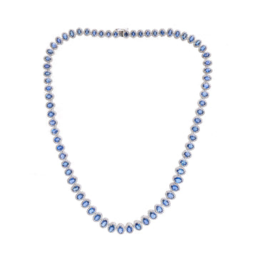 JPNC-813/11206 Blue Sapphire Diamond Necklace | 18K