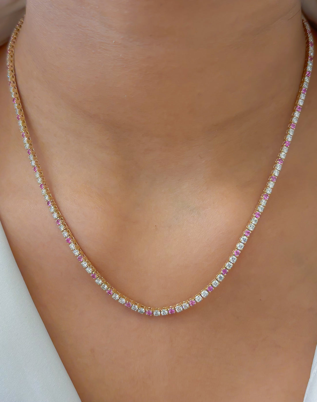 JPNC-822/11590 Pink Sapphire Diamond Necklace | 14K