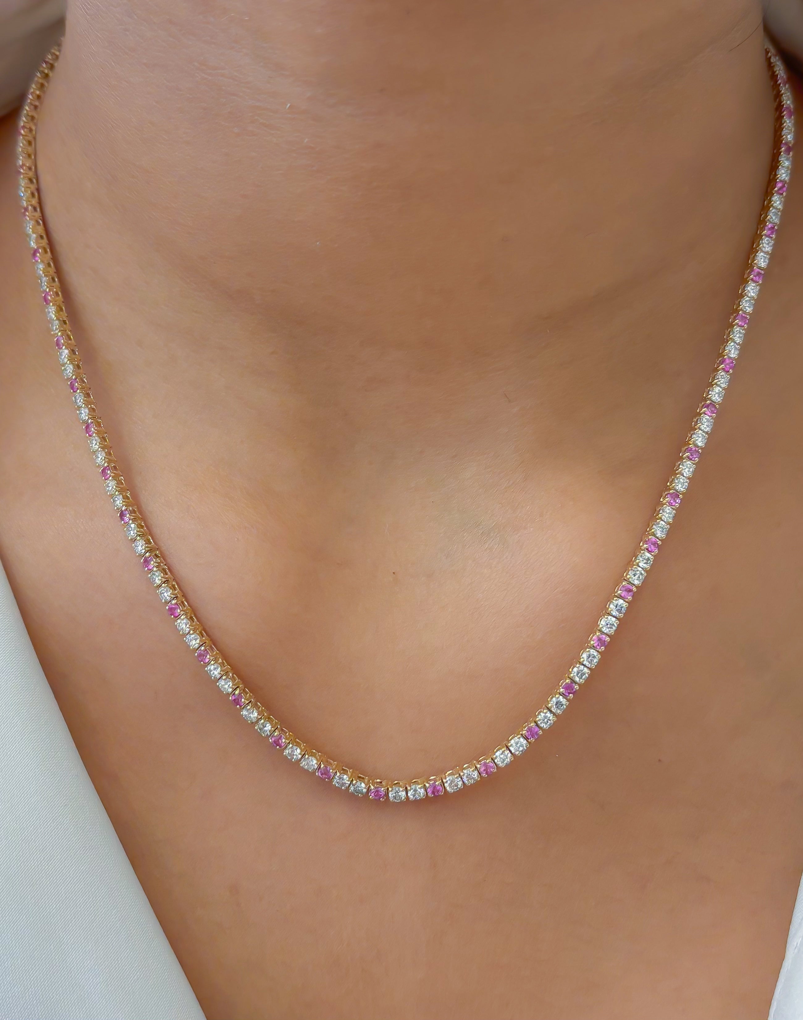 JPNC-822/11590 Pink Sapphire Diamond Necklace | 14K