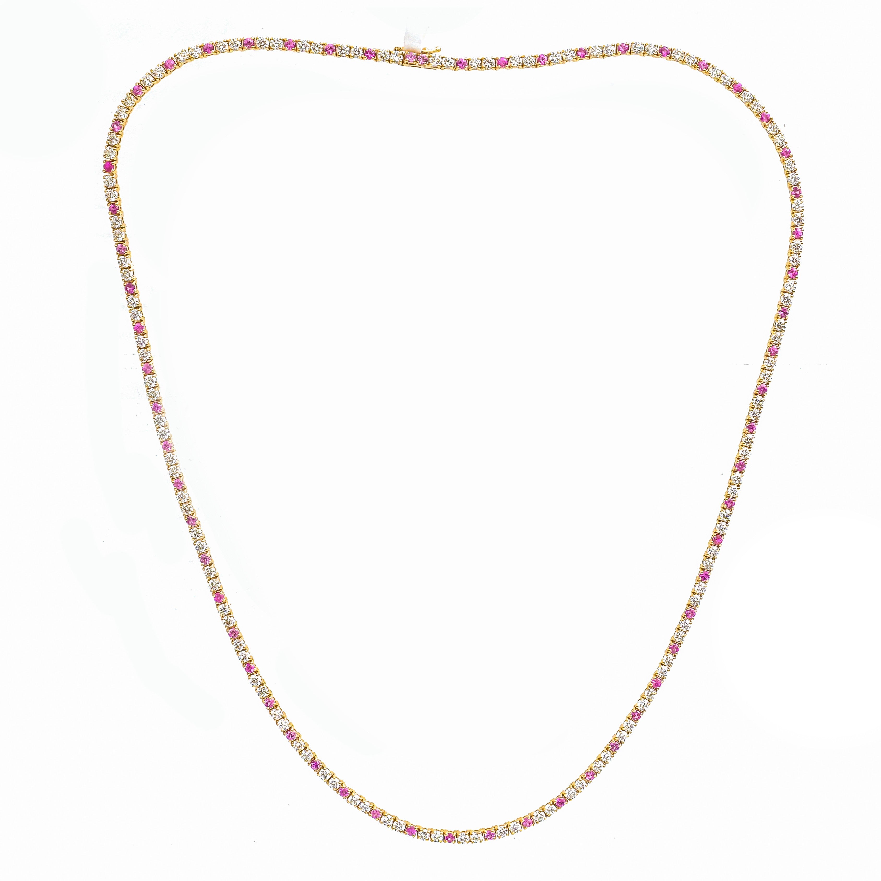 JPNC-822/11590 Pink Sapphire Diamond Necklace | 14K