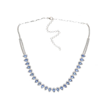JPNC-823/11650 Blue Sapphire Diamond Necklace | 18K