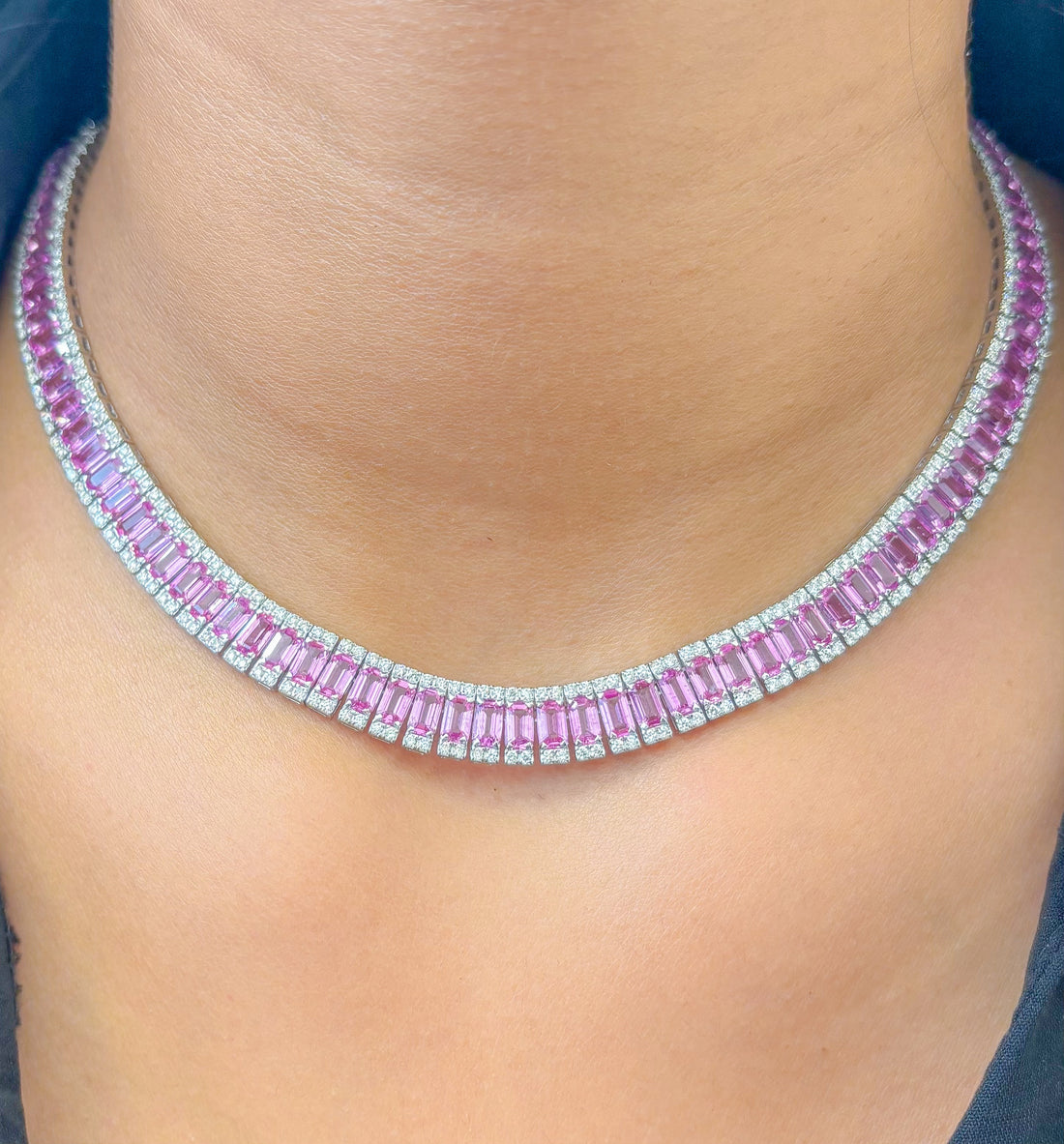 JPNC-826/11889 Pink Sapphire Diamond Necklace | 18K