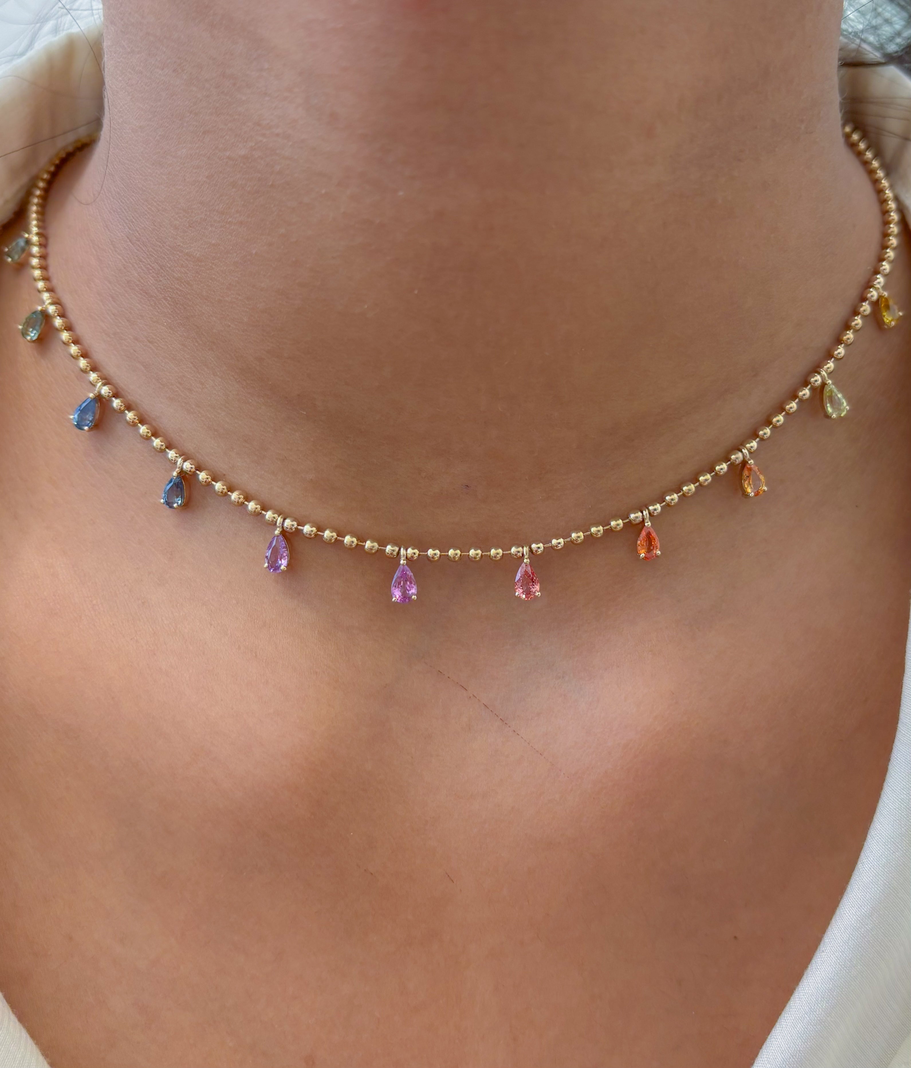 JPNC-835/12673 Rainbow Sapphire Necklace | 14K