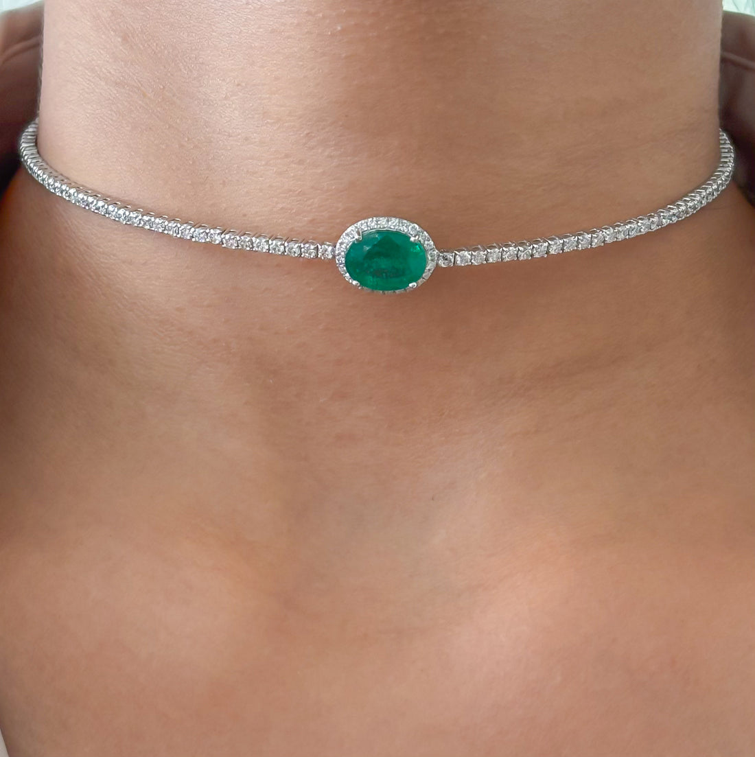 JPNC-846/13676 Emerald Diamond Necklace | 18K
