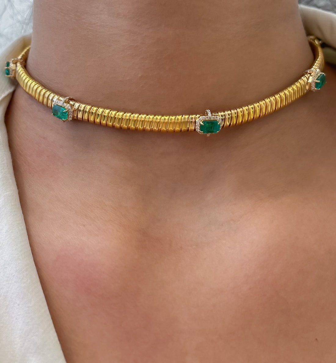 JPNC-847/13677 Emerald Diamond Necklace | 18K