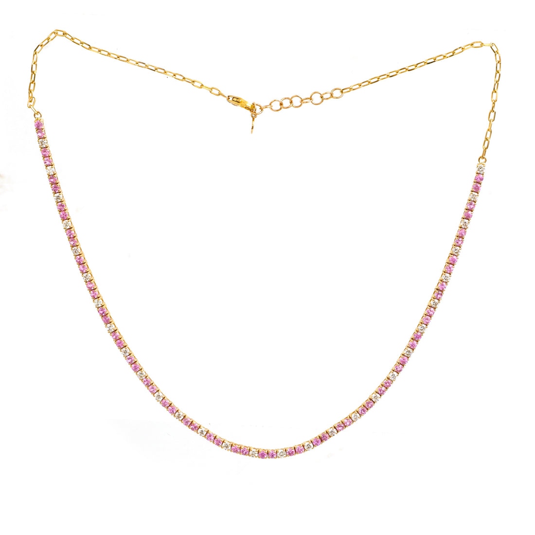 JPNC-850/13758 Diamond Pink Sapphire Necklace | 14K